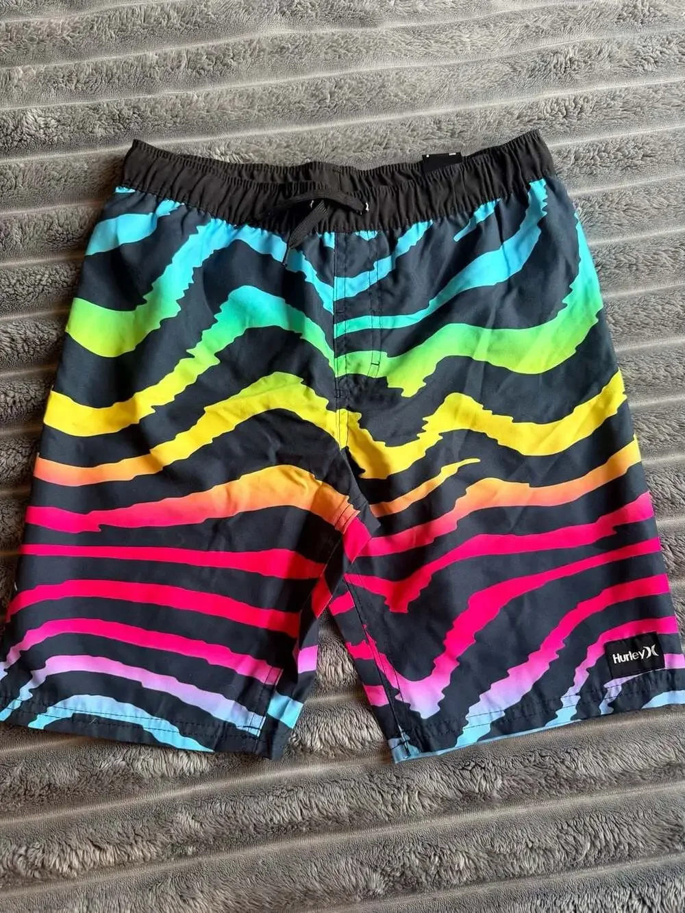 Hurley Boys' Keep It Wavy Pull-On Swim Shorts Rainbow Zebra Print
